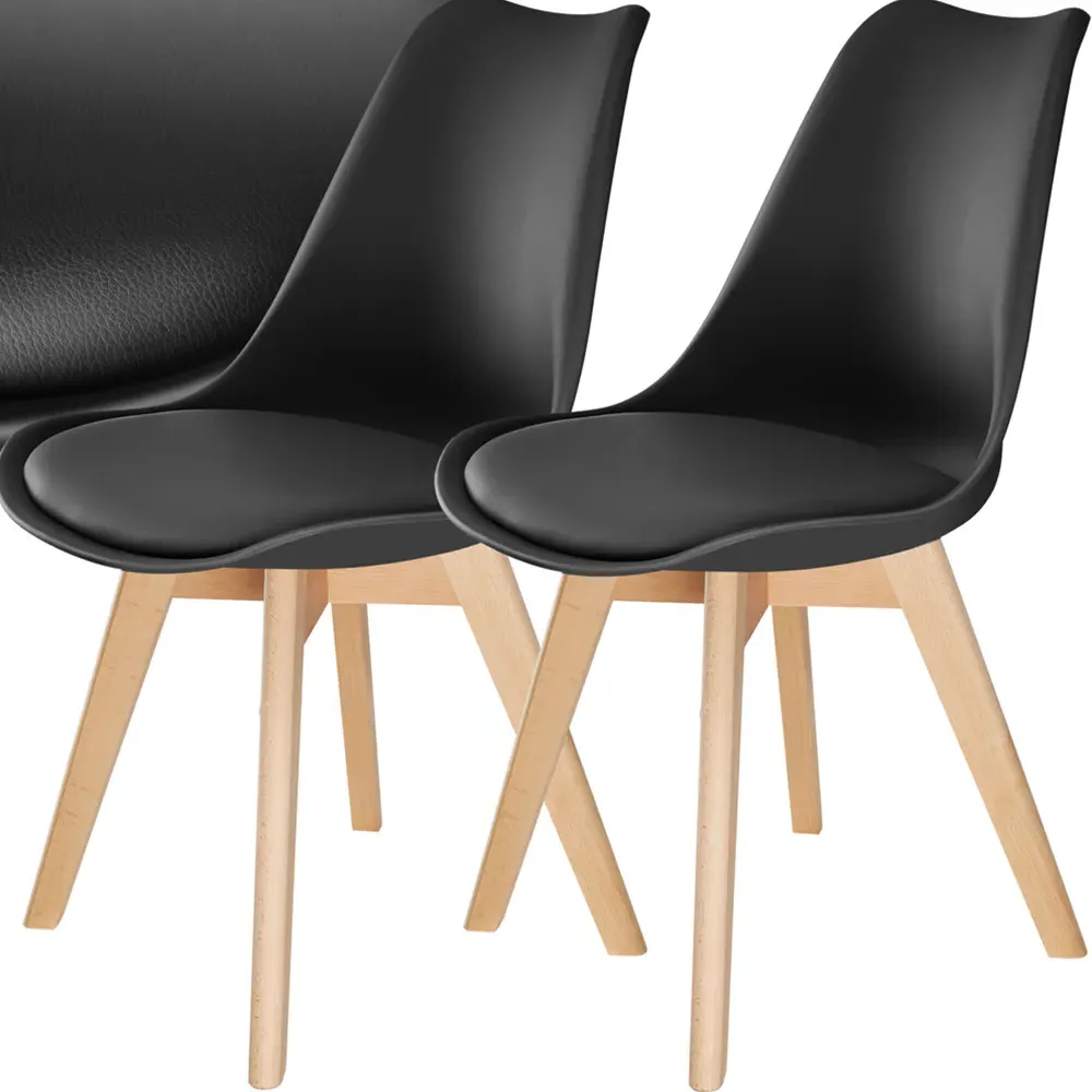 Frederikke Set of 2 Padded Dining Chairs - Black, Wood