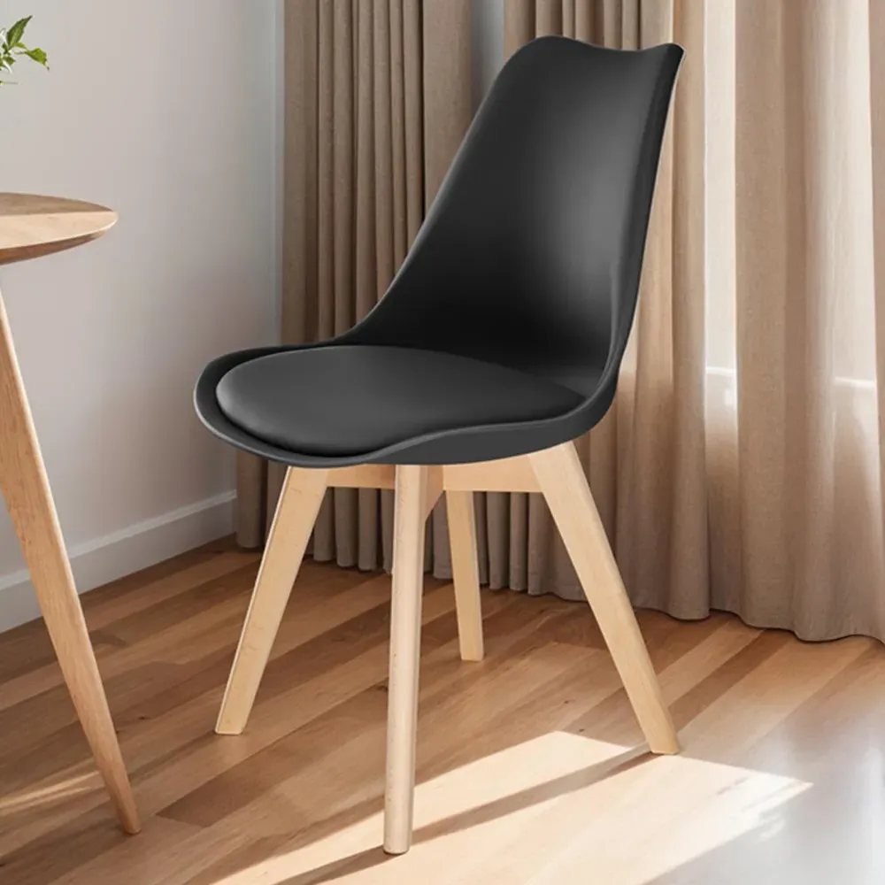 Frederikke Set of 2 Padded Dining Chairs - Black, Wood image