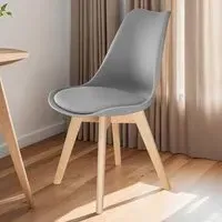 Frederikke Set of 2 Padded Dining Chairs - Grey, Wood