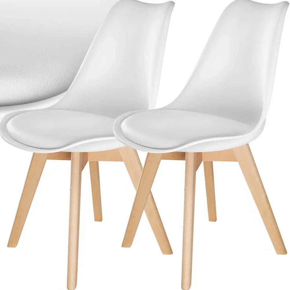 Frederikke Set of 2 Padded Dining Chairs - White, Wood
