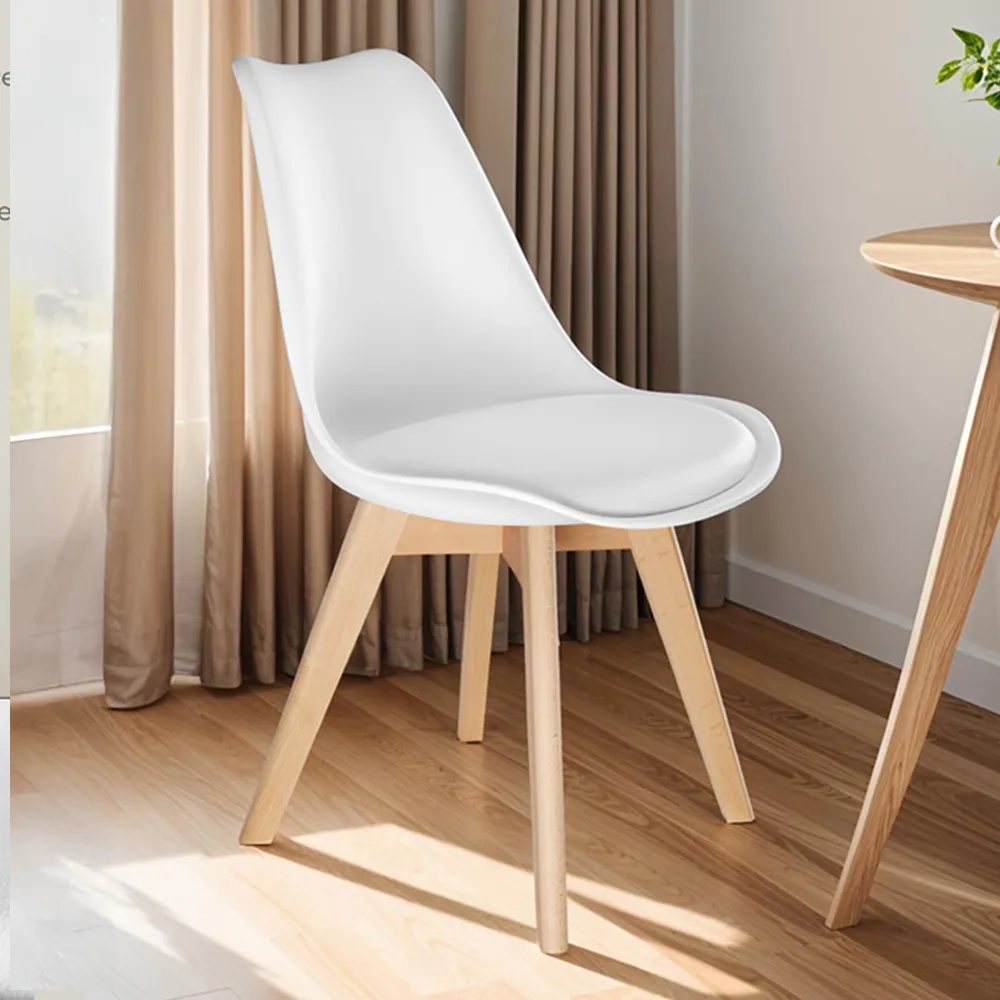 Frederikke Set of 2 Padded Dining Chairs - White, Wood