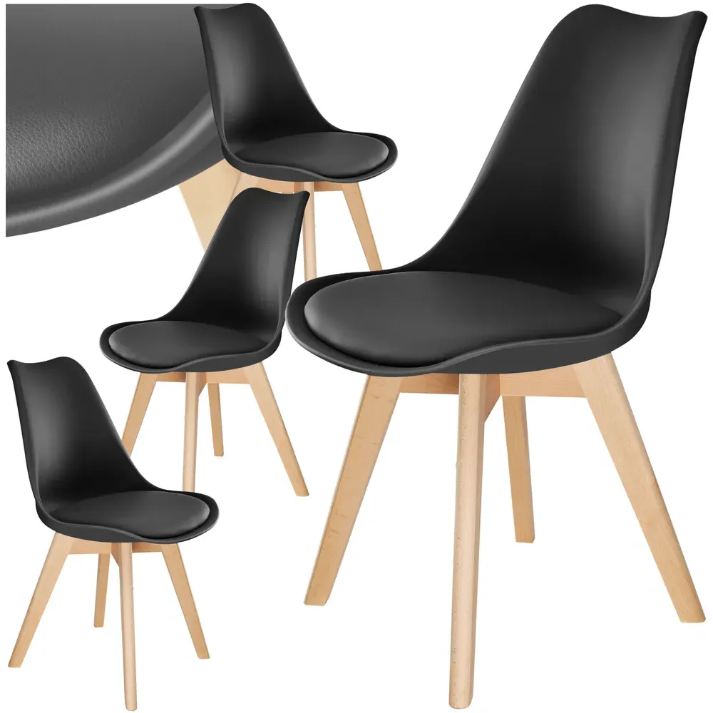 Frederikke Set of 4 Ergonomic Dining Chairs - Black