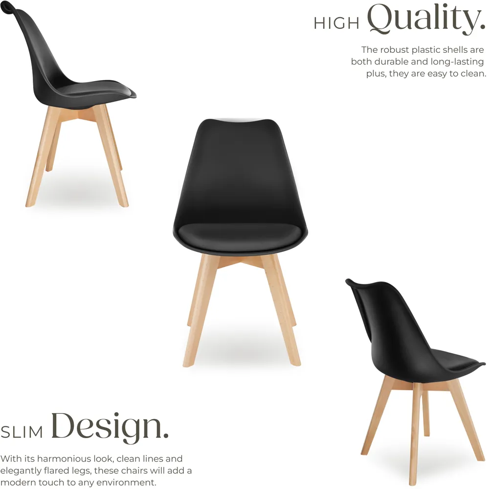 Frederikke Set of 4 Ergonomic Dining Chairs - Black