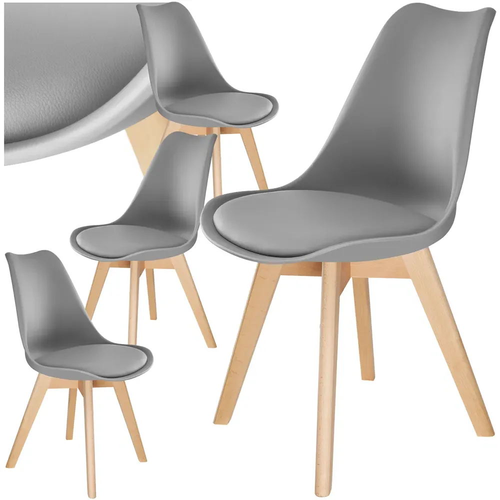 Frederikke Set of 4 Ergonomic Dining Chairs - Grey