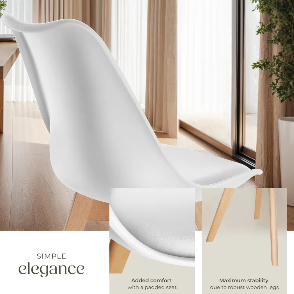 Frederikke Set of 4 Ergonomic Dining Chairs - White