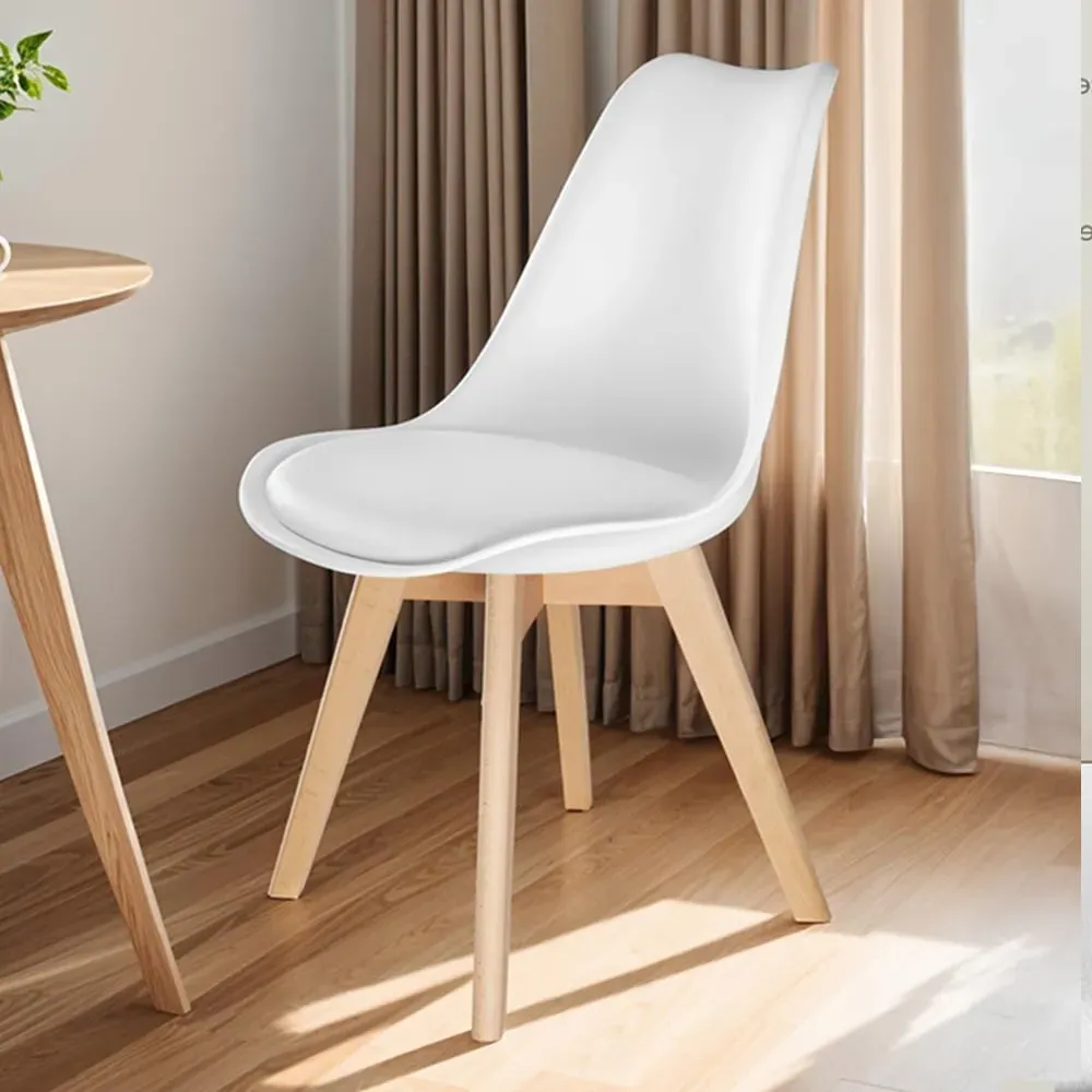 Frederikke Set of 4 Padded Dining Chairs - White, Wood