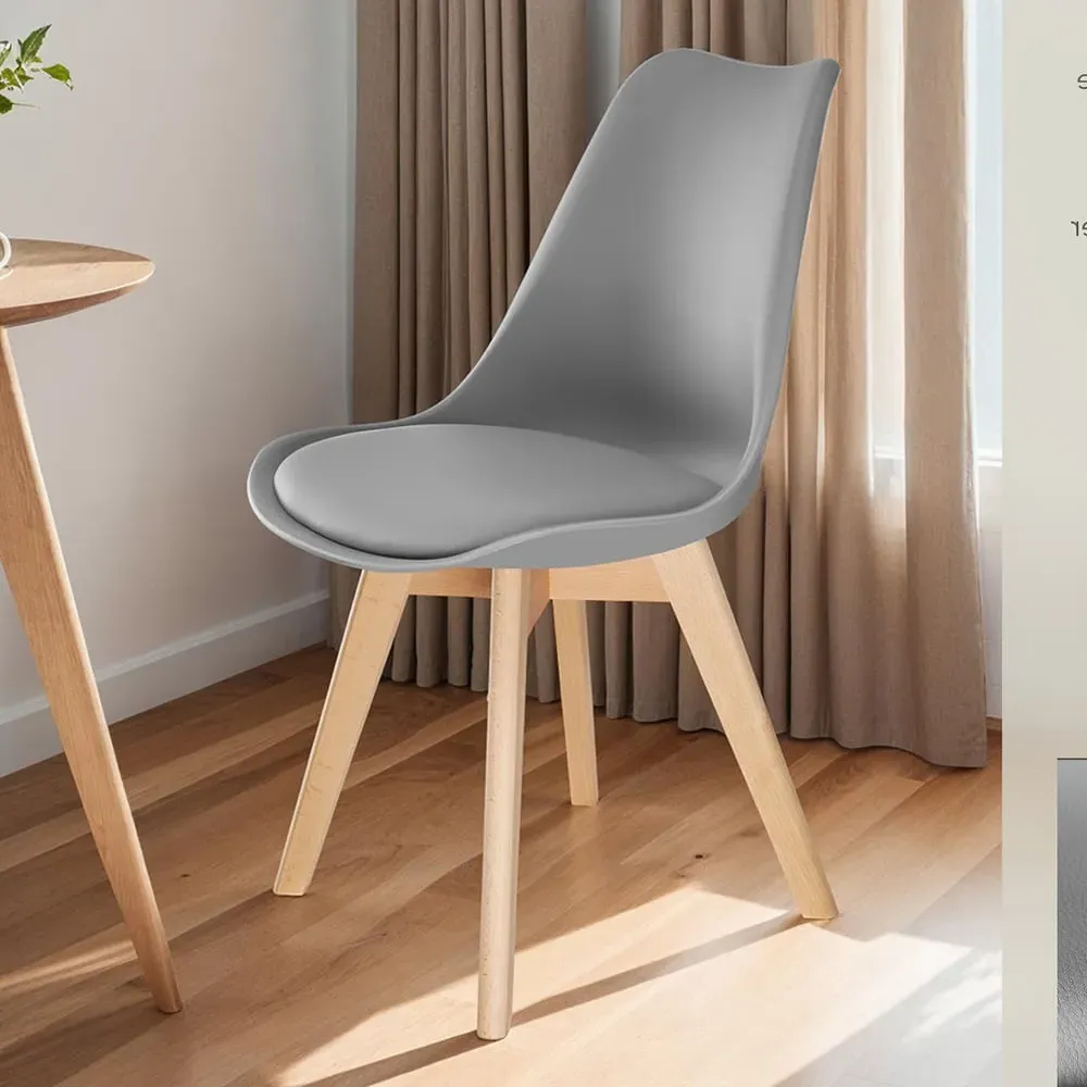 Frederikke Set of 6 Dining Chairs with Padded Seat - Grey