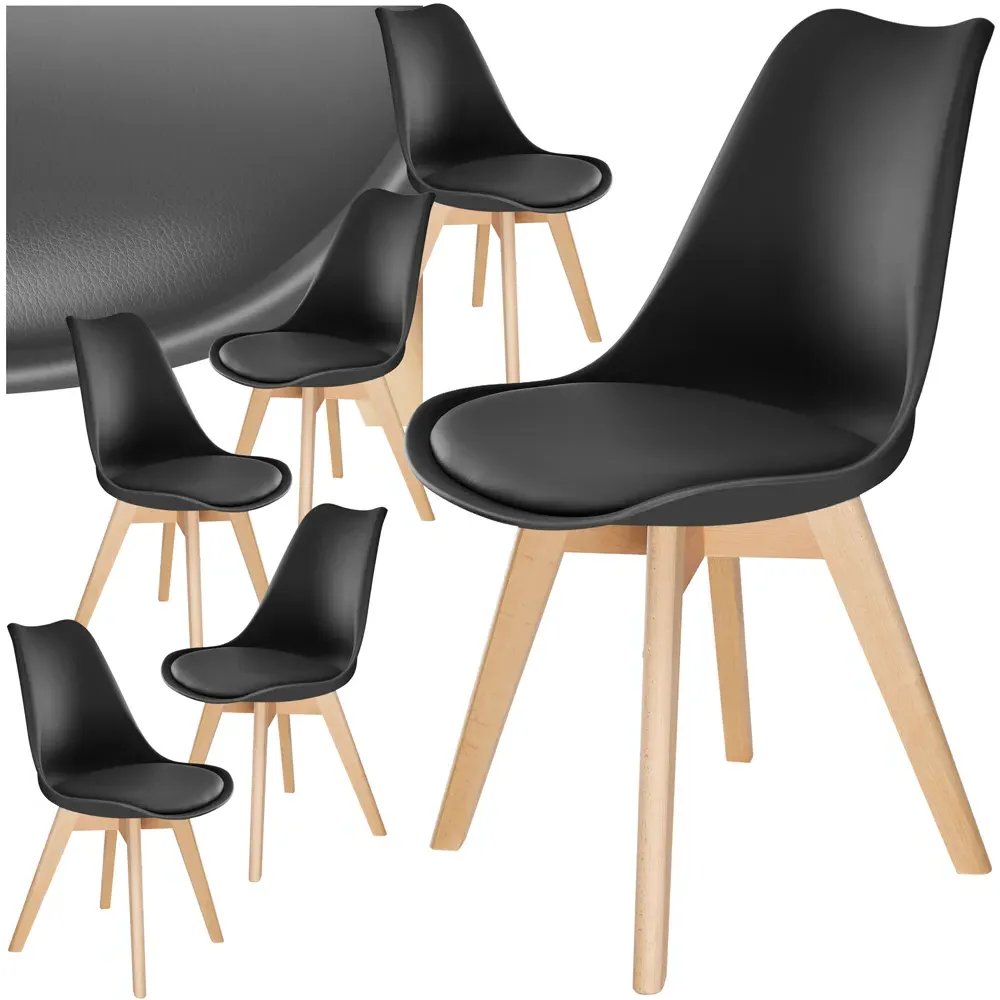 Frederikke Set of 6 Ergonomic Dining Chairs - Black