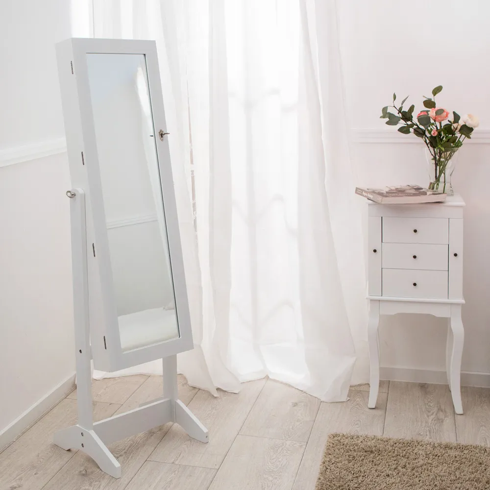 Full Length Mirror with Storage - Black