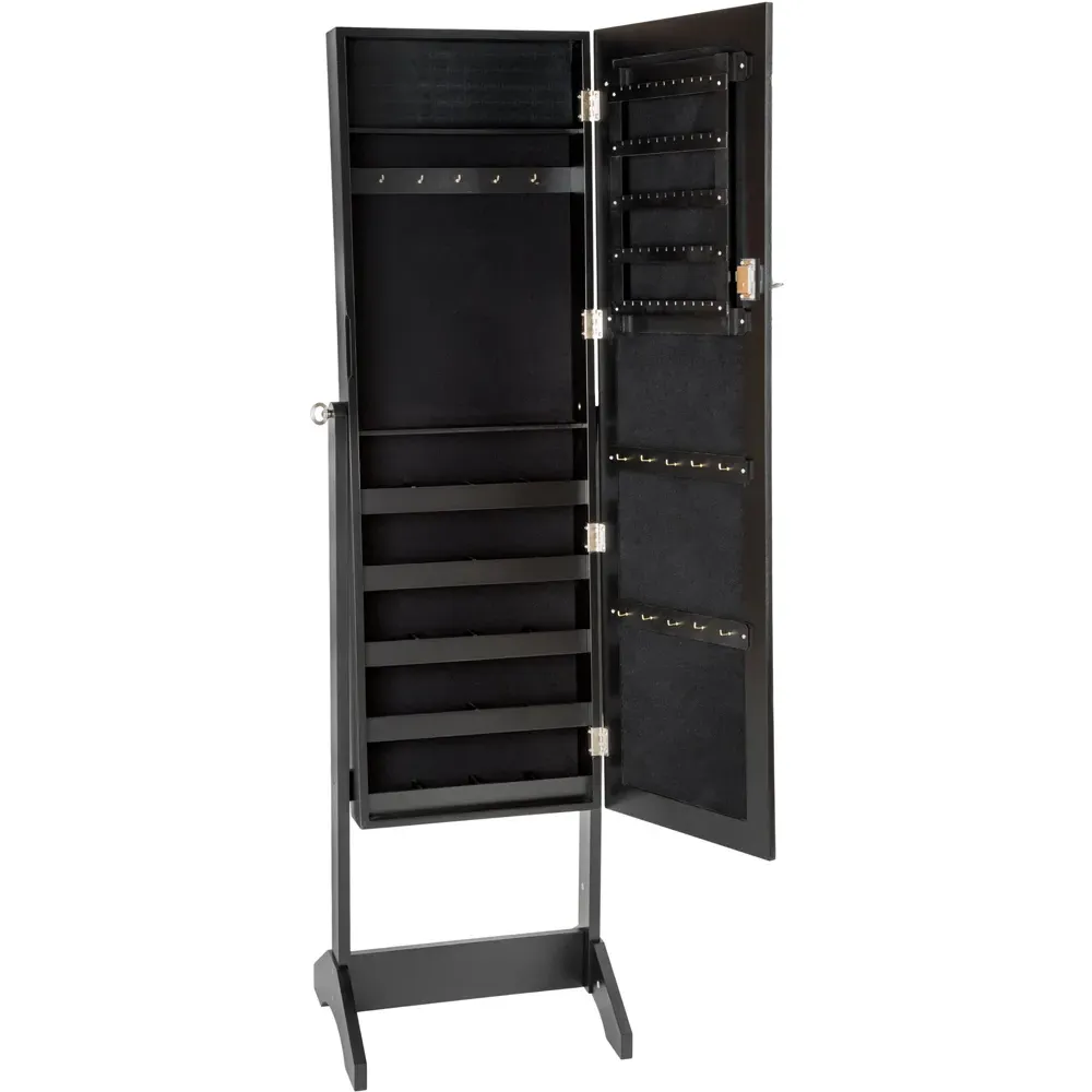 Full Length Mirror with Storage - Black