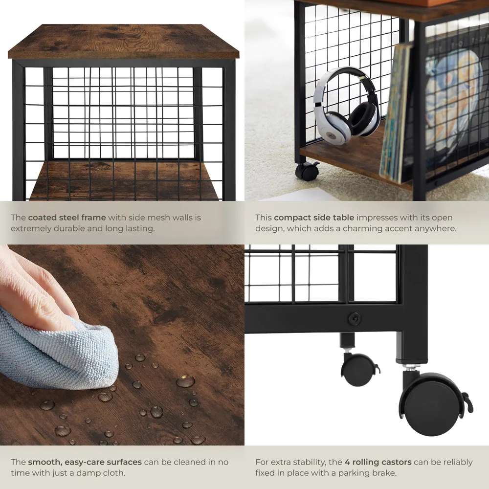 Gary Single Shelf Bedside Table - Dark Wood