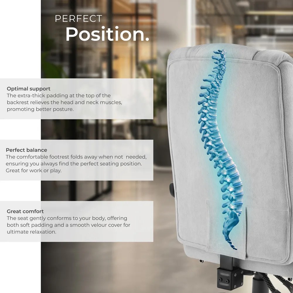 Gillian Office Chair with Folding Footrest - Grey