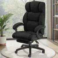 Gillian Swivel Office Chair with Folding Footrest - Black, Velour