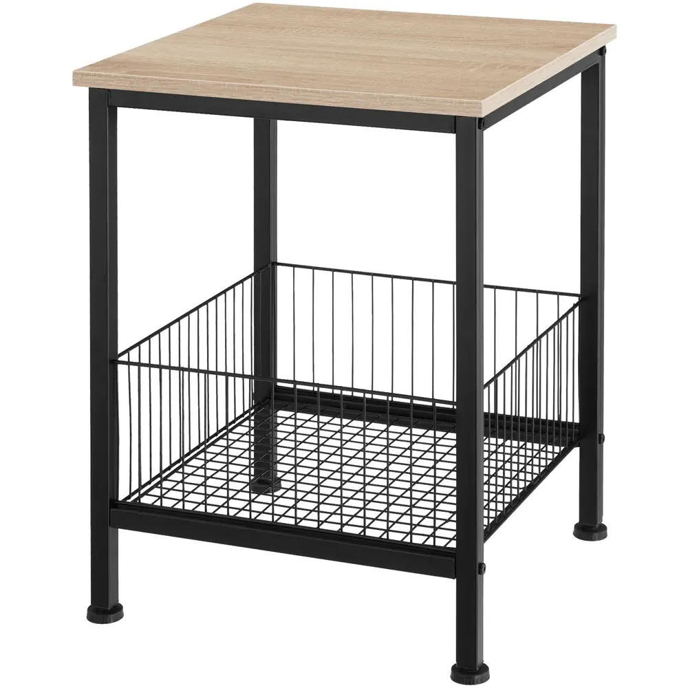 Grimsby Bedside Table with Mesh Basket - Oak Sonoma