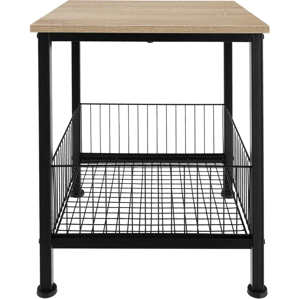 Grimsby Bedside Table with Mesh Basket - Oak Sonoma