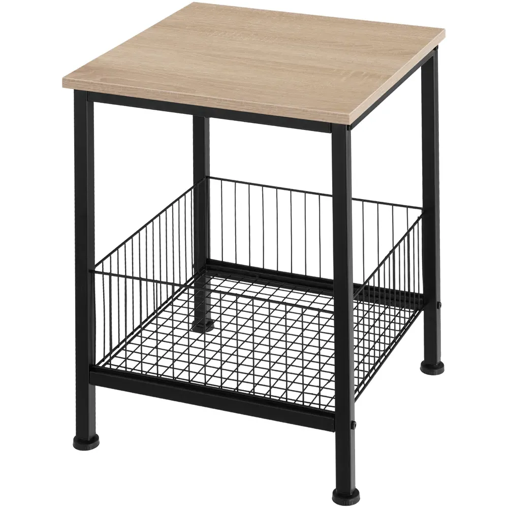 Grimsby Bedside Table with Mesh Basket - Oak Sonoma