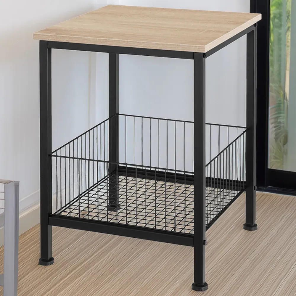 Grimsby Bedside Table with Mesh Basket - Oak Sonoma