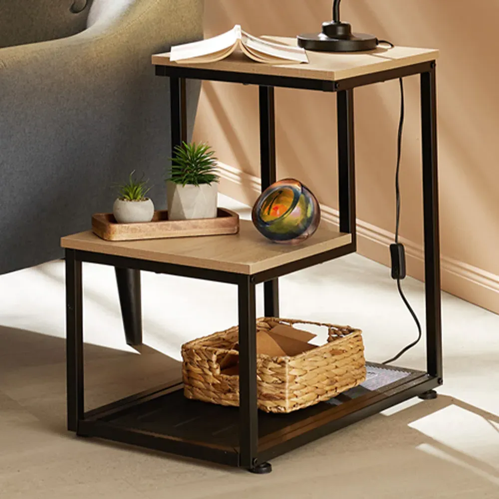 Halifax 2 Shelf Bedside Table - Brown, Oak