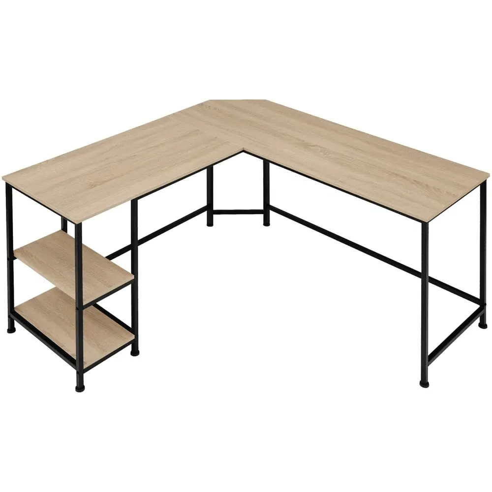 Hamilton 2 Shelf L-Shaped Corner Desk - Oak Sonoma