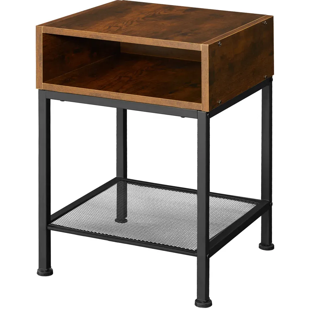 Harlow 2 Compartment Bedside Table - Dark Wood