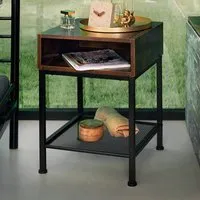 Harlow 2 Compartment Bedside Table - Dark Wood