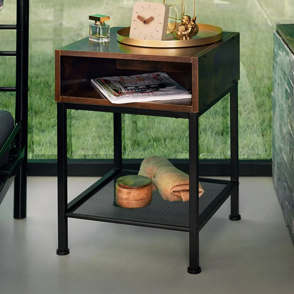 Harlow 2 Compartment Bedside Table - Dark Wood image