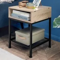 Harlow 2 Compartment Bedside Table - Oak Sonoma