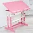Height Adjustable Writing Desk with Drawer - Pink, Wood