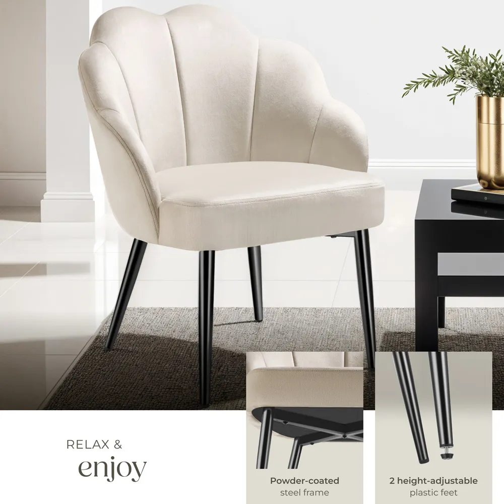 Hellen Accent Chair - Cream, Velvet