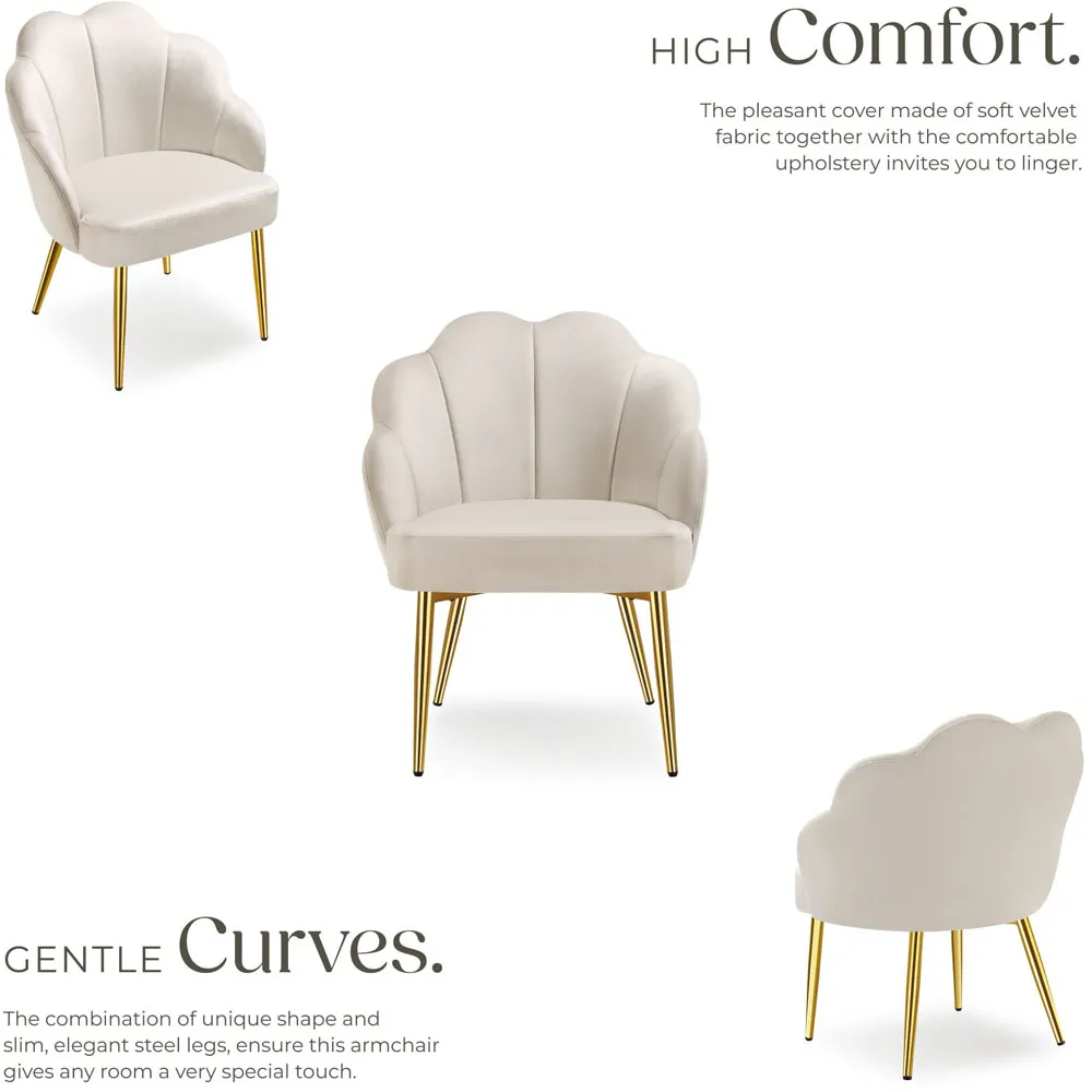 Hellen Set of 6 Accent Chairs - Cream, Velvet