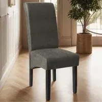 High Backrest Dining Chair - Grey, Faux Leather