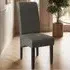High Backrest Dining Chair - Grey, Faux Leather