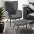 Hygge Fine Corduroy Armchair with Stool - Grey