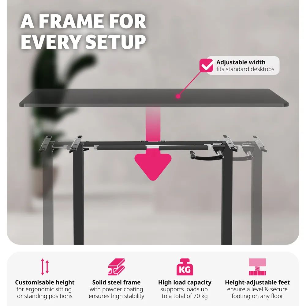 Idun Height Adjustable Desk Frame - Black