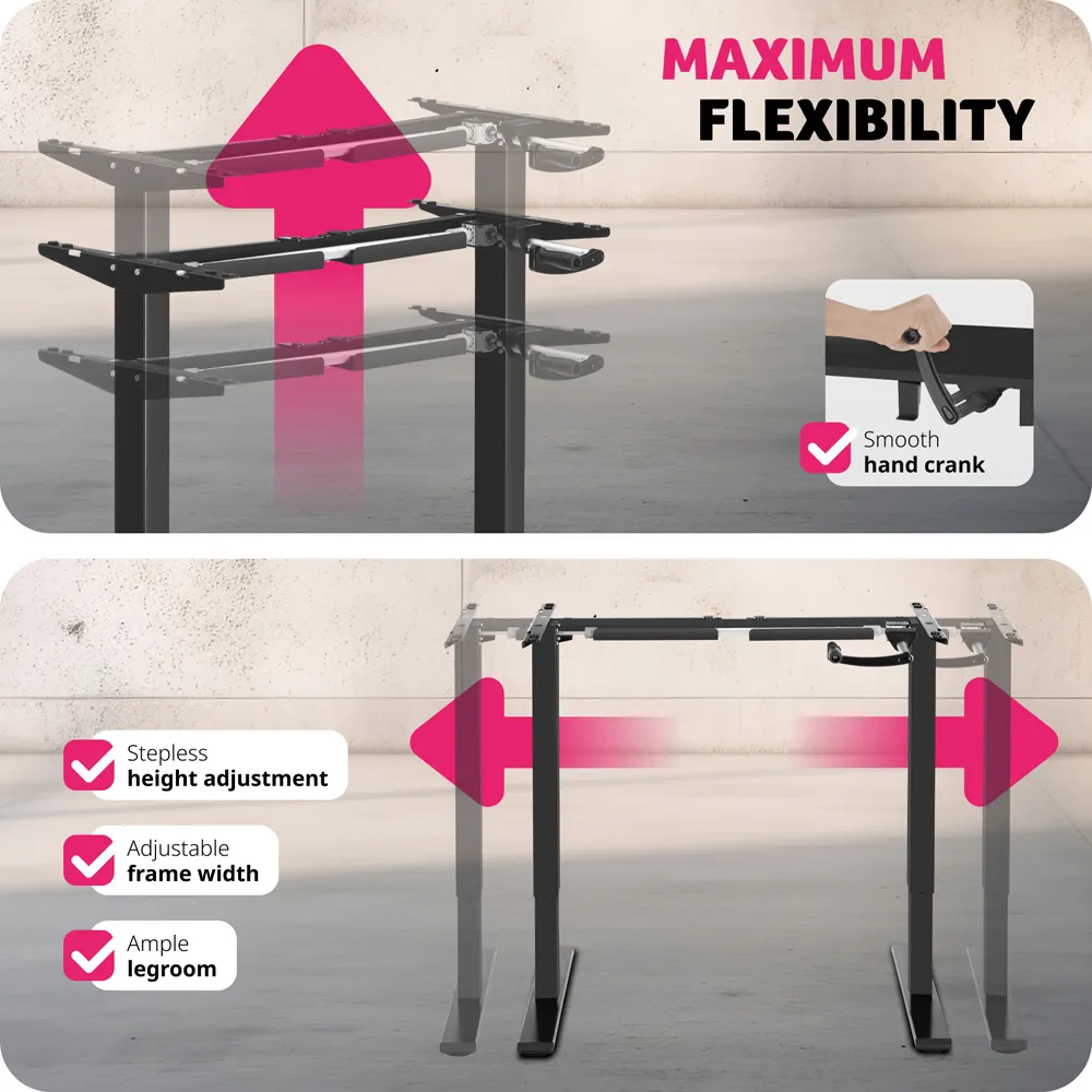 Idun Height Adjustable Desk Frame - Black