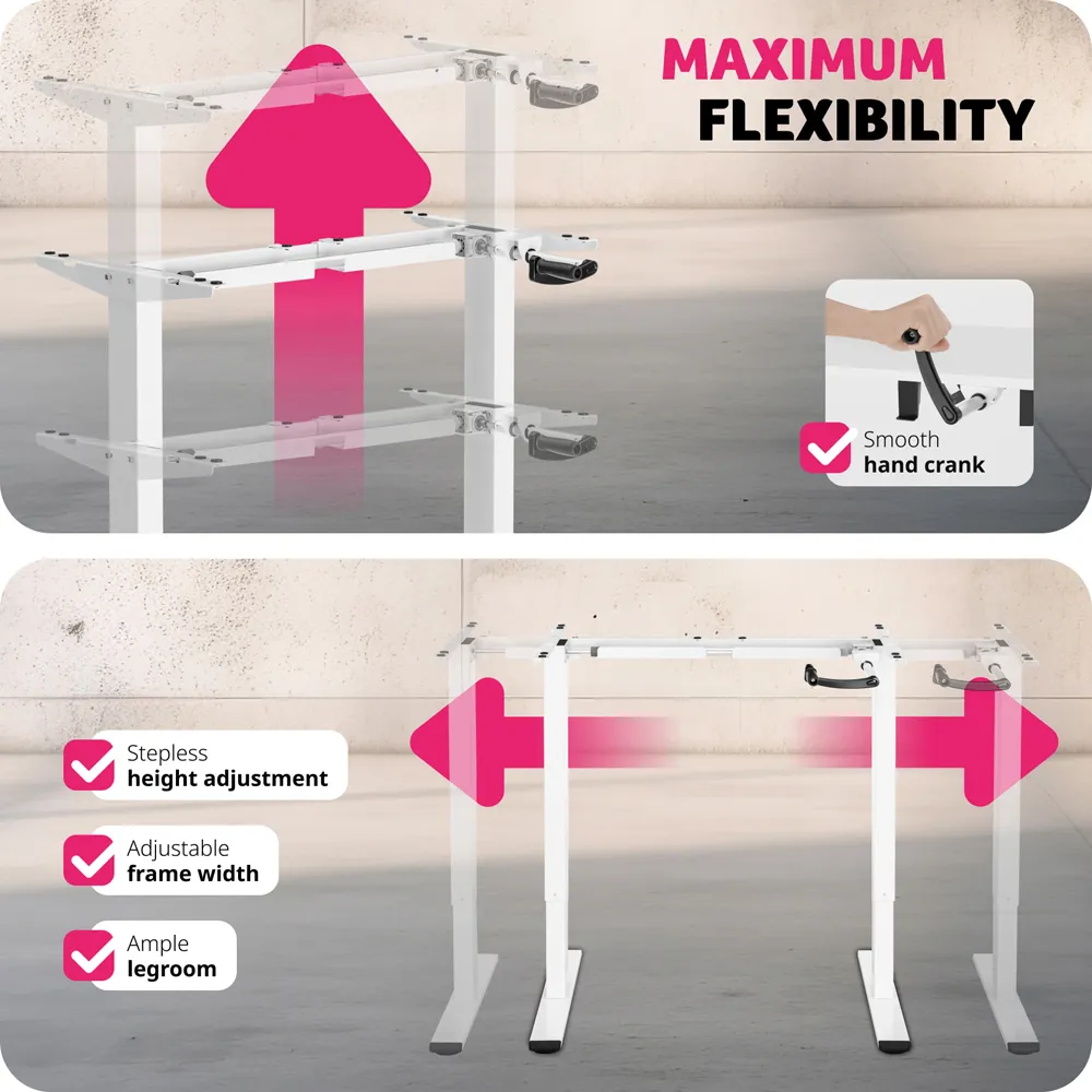 Idun Height Adjustable Desk Frame - White