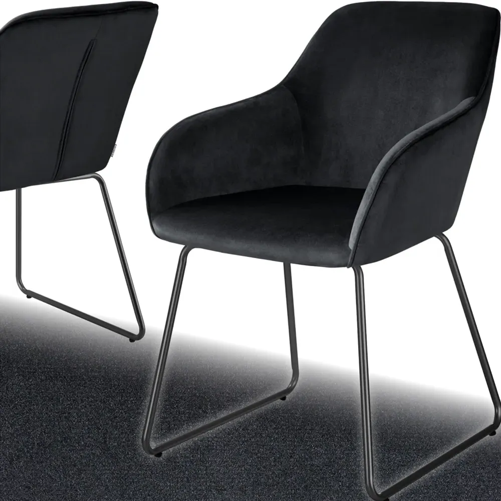 Jeane Dining Chair - Black, Velvet