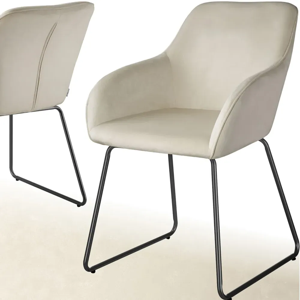 Jeane Dining Chair - Cream, Velvet