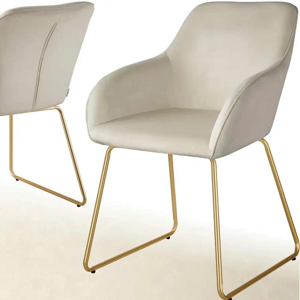 Jeane Dining Chair - Cream, Velvet