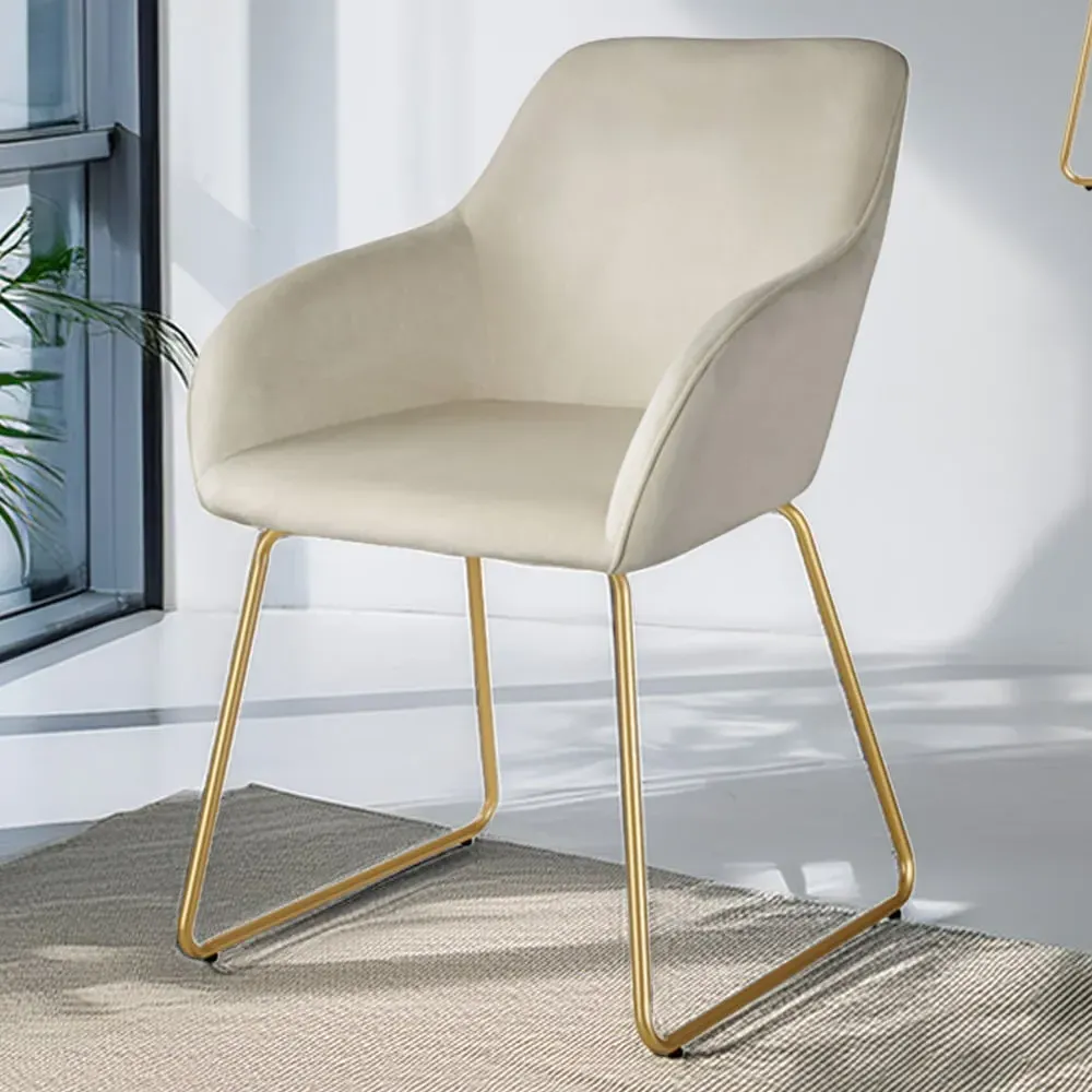 Jeane Dining Chair - Cream, Velvet