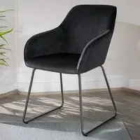 Jeane Set of 2 Dining Chairs - Black, Velvet