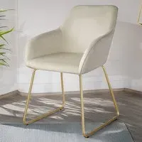 Jeane Set of 2 Dining Chairs - Cream, Velvet