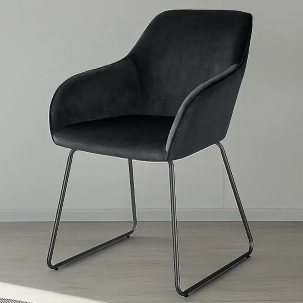 Jeane Set of 4 Dining Chairs - Black, Velvet