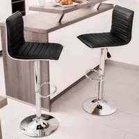 Johannes Bar Stool Set of 2 - Black, Synthetic Leather