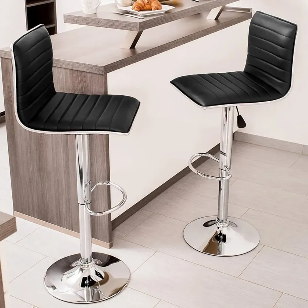 Johannes Bar Stool Set of 2 - Black, Synthetic Leather image