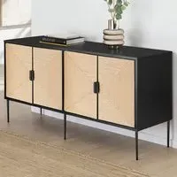 Juna 4 Door Sideboard - Black, Jute