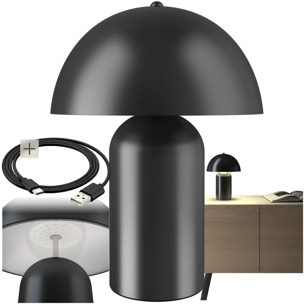 Kade Battery Powered Table Lamp - Black, Steel