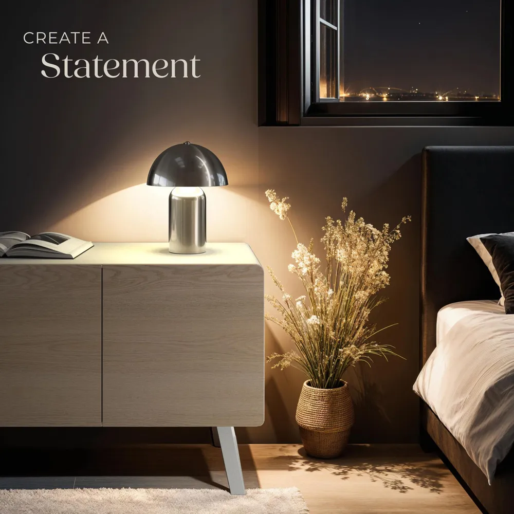 Kade Battery Powered Table Lamp - Silver, Steel