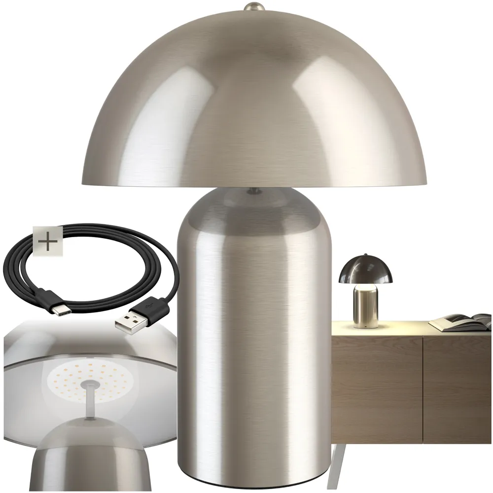 Kade Battery Powered Table Lamp - Silver, Steel