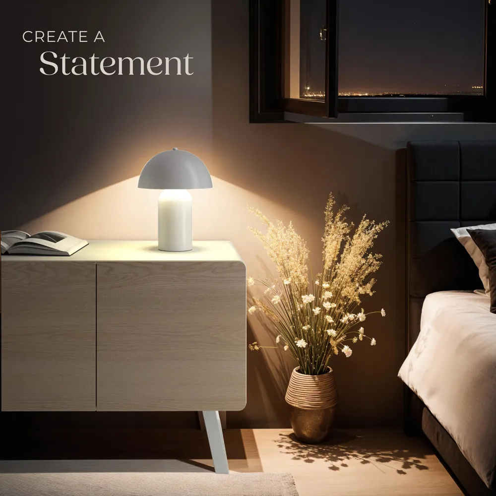 Kade Battery Powered Table Lamp - White, Steel